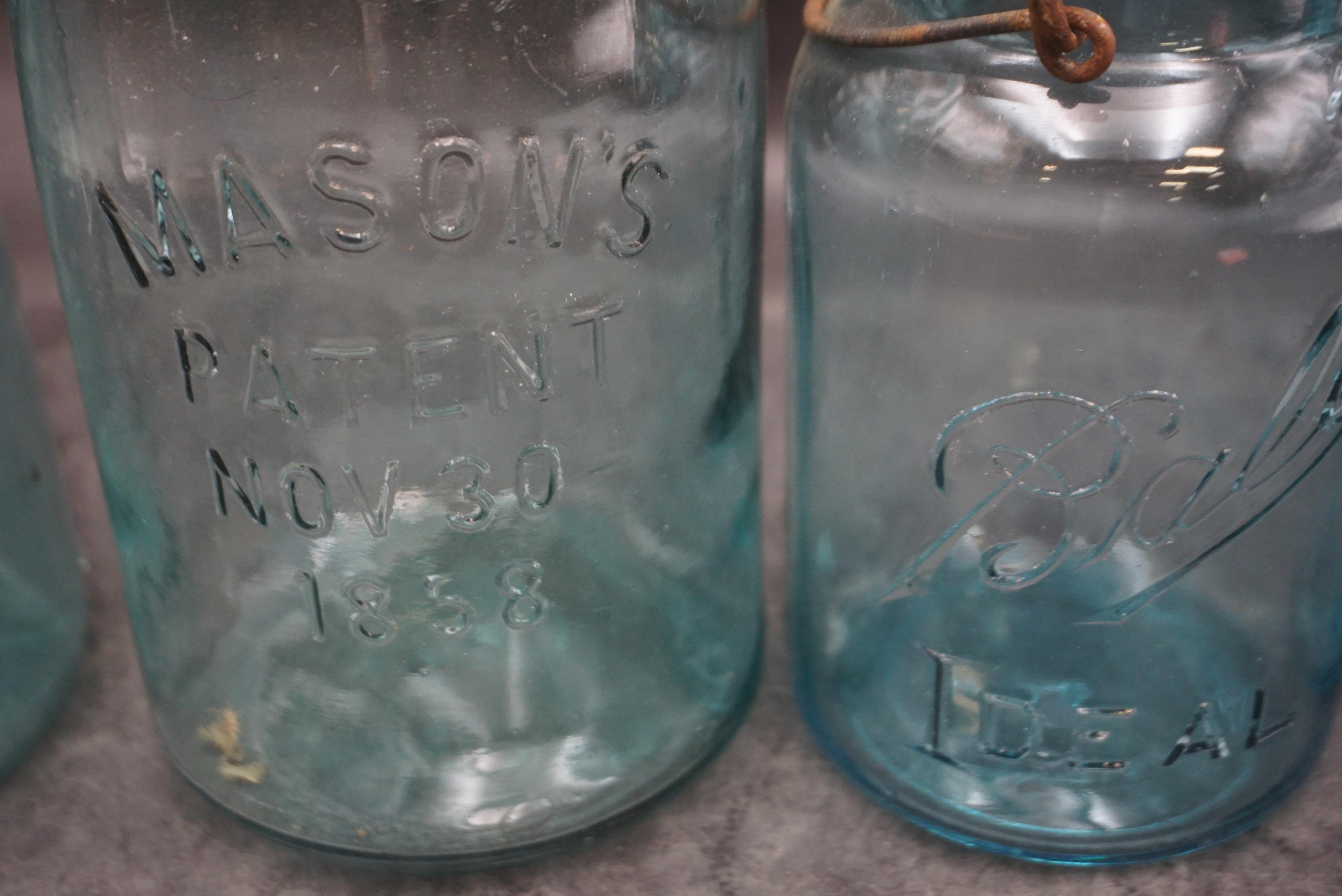 5 - Blue Glass Jars
