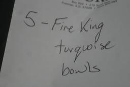 5 - Fire-King Turquoise Bowls