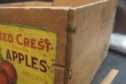 Wooden Red Crest Brand Apple Crate (Writing On Side)