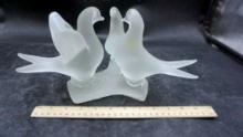 Frosted Glass Birds Figurine