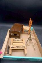 Doll Furniture - Coat Rack, Coffee Table, Chair & Wringer
