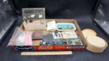 Sears Buttonholer, Bible, Fair Dishes, Cards, Comb, Picture Frame