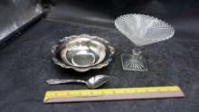Gorham Heritage Bowl W/ Serving Spoon & Glass Dish