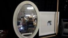 Framed Oval Mirror & Square Picture Frame (Small Scratches)