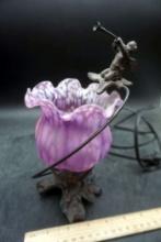 Purple Glass Lamp W/ Angel