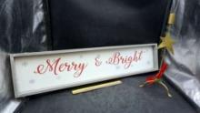 Merry & Bright Picture & Star Candlestick Holder