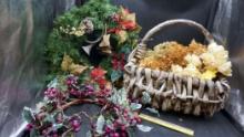 Christmas Wreath, Berry Wreath & Basket W/ Flowers