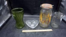 Vase, Jars & Glass Heart