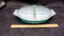 Pyrex Snowflake Divided Dish W/ Lid