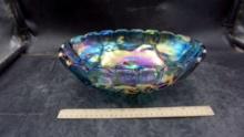 Footed Carnival Glass Fruit Bowl