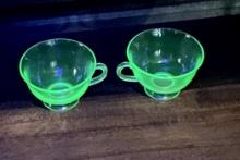Glass Tea Cups - Radioactive - Glows Under Uv Light