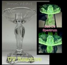 Vintage Fostoria Crystal Glass Candlestick - Uv Reactive
