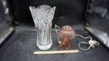 Vase & Pink Glass Lamp