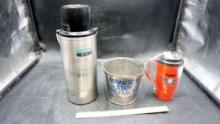 Thermos Coffee Container, M.N. State Fair Bucket & Hyvee Coffee Travel Mug
