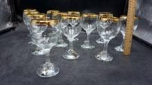12 - Gold-Rimmed Wine Glasses