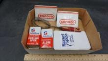 Schilling Spice Containers, Maxwell House Container, Whisk & Conoco Sleeves