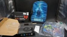 3D Phone Remote Lamp, Godzilla Bag, Boston Celtic Light & Marvel Backpack
