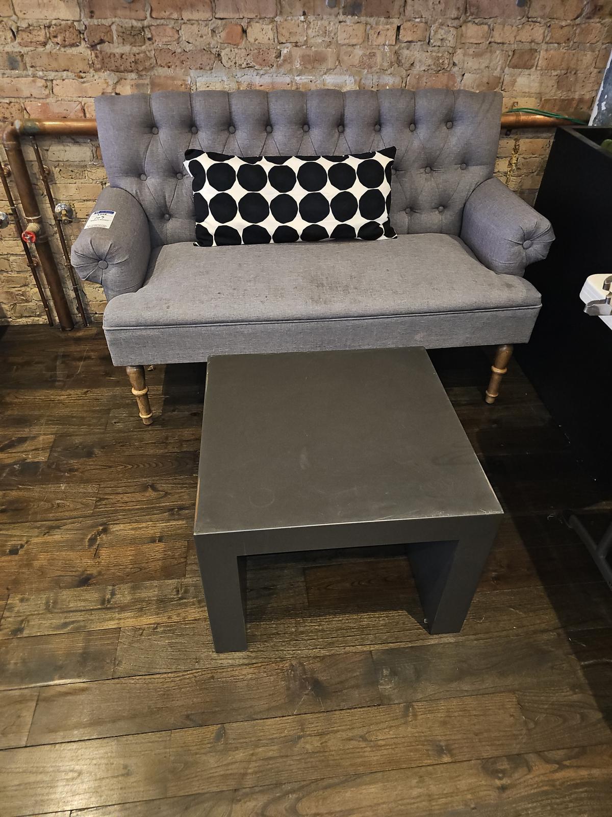 5' Couch with metal 2' x 2' table