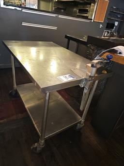 Stainless steel top table with Edlund can opener 4' x 30"