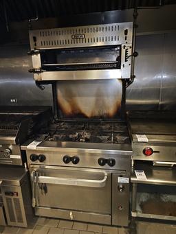 Vulcan 6 burner with under oven and Cheese melter gas unit