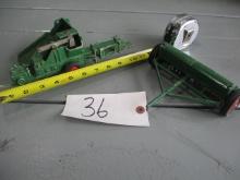 2 PIECES 1/16 SCALE OLIVER GRAIN DRILL AND OLIVER BALER