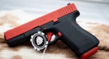 Glock model 23, 40 S&W, Custom red paint, serial number BHL247
