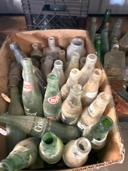 Lot of Antique Dr Pepper Bottles, Whiskey Bottles, etc.