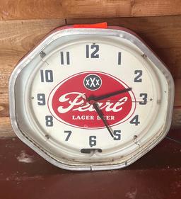 Pearl Lager Beer Neon Clock - Works