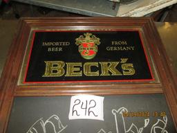 framed becks menu board