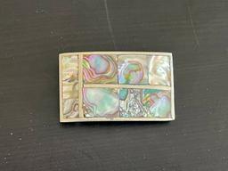 Sterling Silver/Mother of Pearl Womans Belt Buckle.