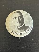 Antique Circa 1900 Mexican General Diaz Pinback/Button