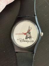 Black Plastic Cast Member 1992 EuroDisneyland Wrist Watch Button Up With Disney Castle on Front Hard