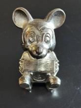 Vintage Lenox Mickey Mouse Piggy Bank Silver Plated Metal Complete in Great Shape With TV