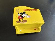 Vintage Yellow Wooden Mickey Mouse Piano Music Box With Dancing Mickey Japan Tokyo Disneyland 1992 W