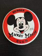 Large Disneyland Button Pin Member of the Mickey Mouse Club with Mickey Mouse on Front 3.5 Inches