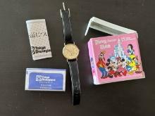 Tokyo Disneyland Gold Tone Stainless Steel Wrist Watch Female With Disney Castle & Mickey on Face Le