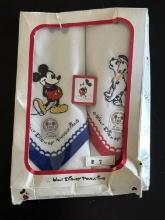 2 Handkerchiefs - Cloth Napkins with Embroidery Characters Mickey and 101 Dalmations Walt Disney Pro