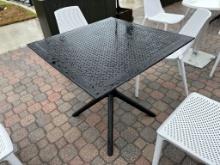 Siesta Sky Table Black Outdoor Durable Weather-Resistant Resin Table w/Metallic Frame 4 Leg Base 31.