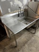 Regency 600DDT48 LFT 16 Gauge 48"W x 30"D S/S Leftside Soiled / Dirty Dish Table w/1comp. Sink w