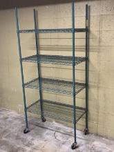 Metro 36" x 18" x 74" 4 Shelf Green Epoxy Coated Wire Shelving Unit on Casters