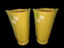 PAIR OF VINTAGE WELLER ART POTTERY 12" VASES - PICK UP ONLY