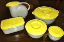 GROUP OF VINTAGE HALL REFRIGERATOR DISHES - PICK UP ONLY