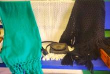 VINTAGE SHAWLS & SMALL LEATHER PURSE
