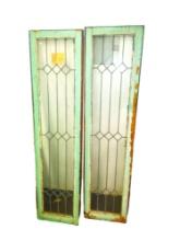 PAIR OF LEADED GLASS WINDOWS - PICK UP ONLY