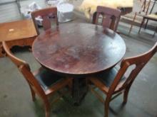 ANTIQUE OAK TABLE & 6 CHAIRS - PICK UP ONLY