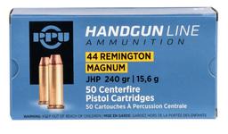 PPU PPH44MH Handgun 44 Rem Mag 240 gr Jacket Hollow Point 50 Per Box