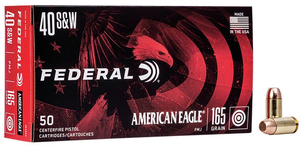 Federal AE40R3 American Eagle Handgun 40 SW 165 gr Full Metal Jacket FMJ 50 Per Box