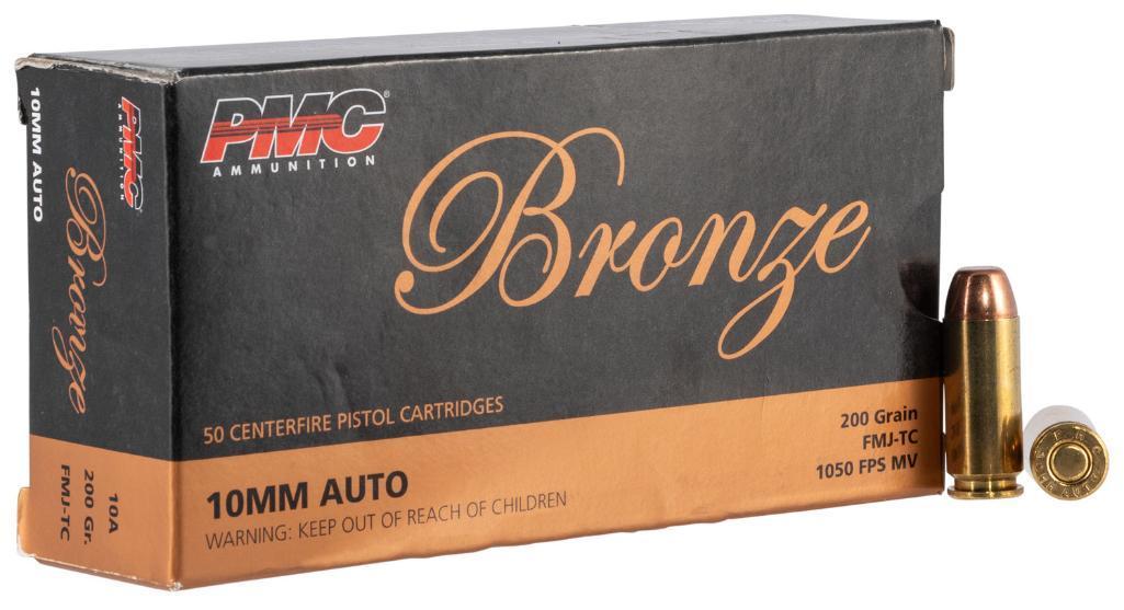 PMC 10A Bronze 10mm Auto 200 gr Full Metal Jacket TruncatedCone TCFMJ 50 Per Box