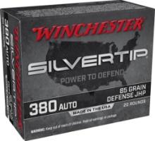 Winchester Ammo W380ST Silvertip 380 ACP 85 gr Silvertip Jacket Hollow Point 20 Per Box