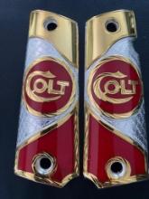 Custom 1911 Grips - Gold Plated - Colt Logo